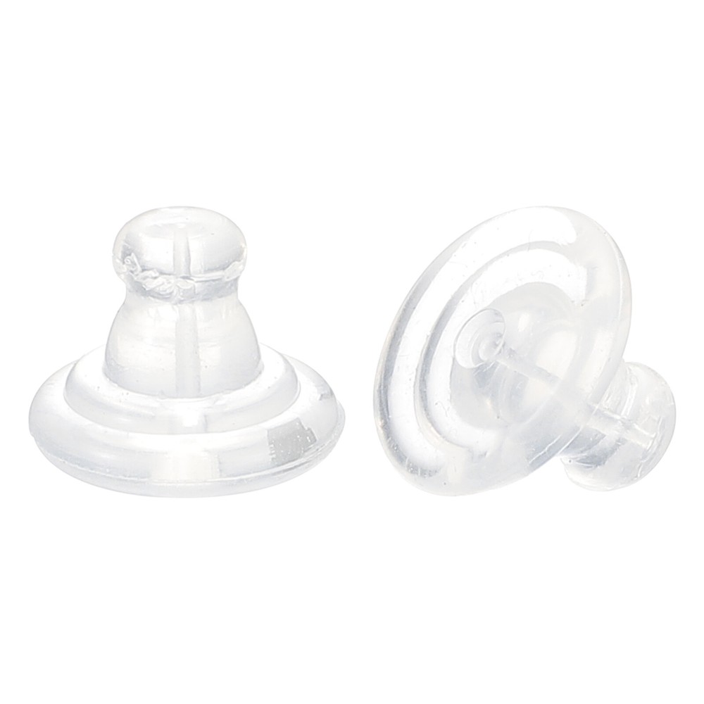 2Pcs Earring Backs for Stud, 925 Silver Sterling/Silicone Plastic Stopper, Clear