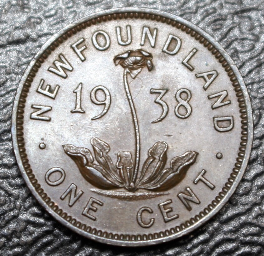 1938 NEWFOUNDLAND ONE CENT PENNY - COPPER - GEORGE VI - NICE DETAILS