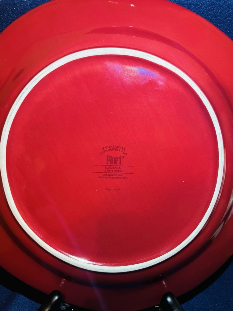 Pier 1 ELEMENTAL EARTHENWARE 12" Dinner Plates Set Of 3 RED