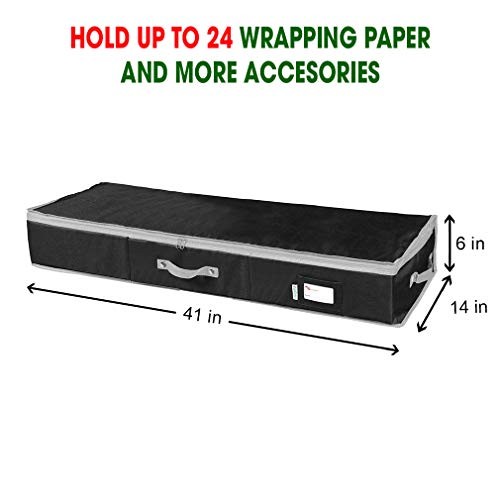 Wrapping Paper Storage Container | Gift Wrap Organizer Under Bed | Black