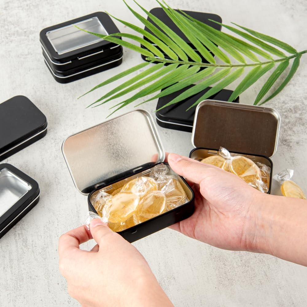 Restaurantware RW Base 4.5oz Rectangular Black Tin Containers - 10-Pack