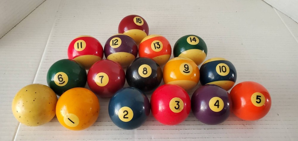 Vintage Billiard Pool Balls Complete Set Solid Condition Nice As Shown
