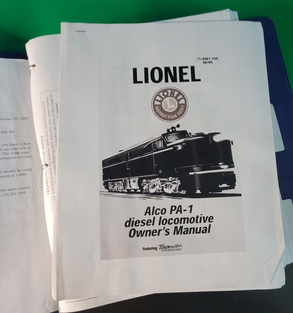 B03 Lionel Manual Exploded Drawing & Wiring Parts Etc..