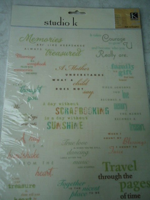 K & C Studios Studio K Rub On Sentiments 8 ½ X 11 Page