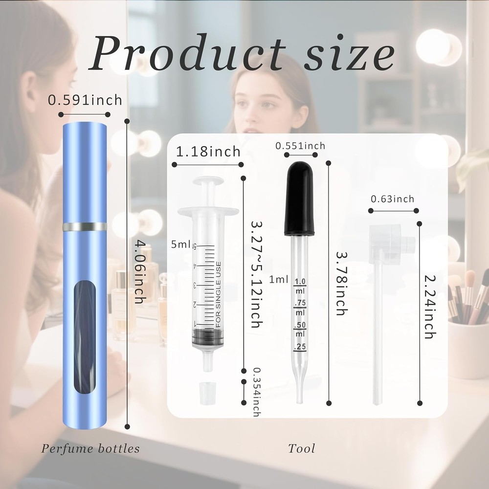 2 Pack Refillable Mini Perfume Atomizer Bottle，Portable Separate Bottles，Tra