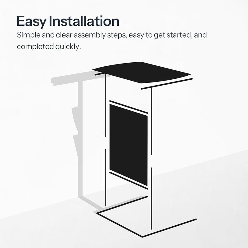 C Shaped Side Table W/ Spacious Storage Bag Multi-Use Nightstand Easy Assembly