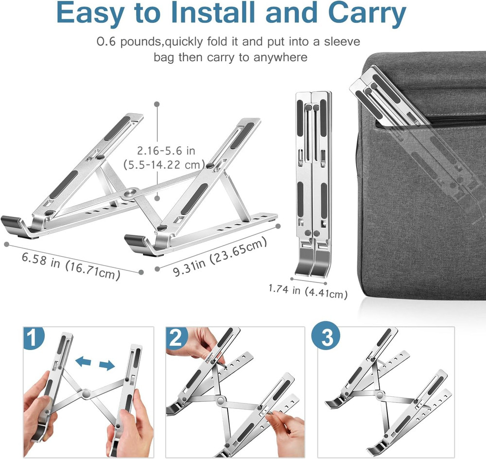 Ivoler Laptop Stand, Laptop Holder Riser Computer Tablet Stand, 6 Angles Adjusta
