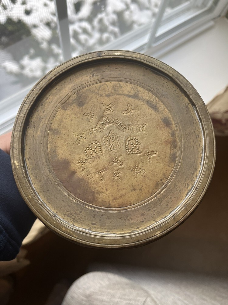 Antique Brass Hookah Base Pot Signed on the Bottom