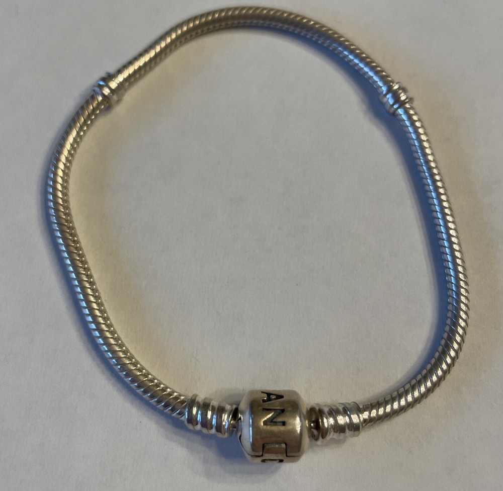 AUTHENTIC CLASSIC STARTER PANDORA STERLING SILVER SNAP CLASP BRACELET 7.5"