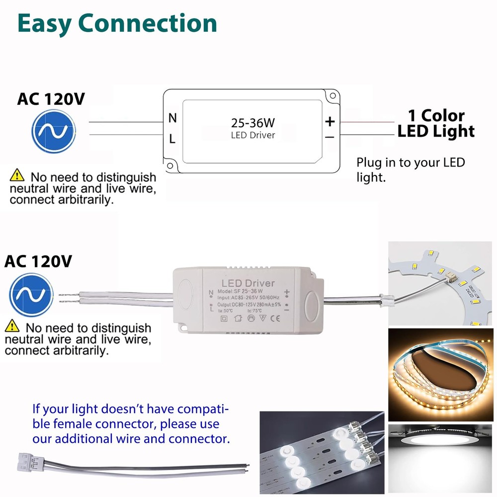 LED Driver 25-36W for Single Color Ceiling Strip Spot Light Module Panel,