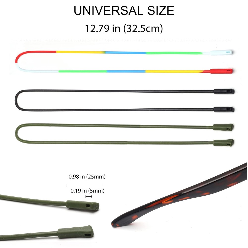 3 Pack Elastic Silicone Eyeglasses Straps Holder Sunglasses Retainer