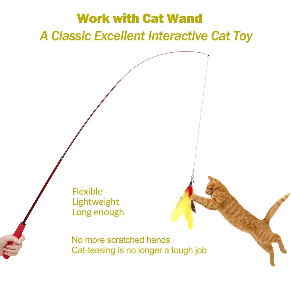 11 PCS Cat Feather Toy Refills 10 Feathers and 1 String for Interactive Wand