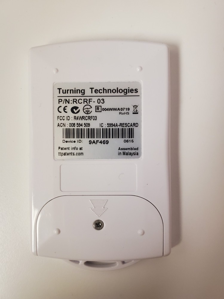 Turning Technologies Response Card RCRF-03 & RCQR-01 QT