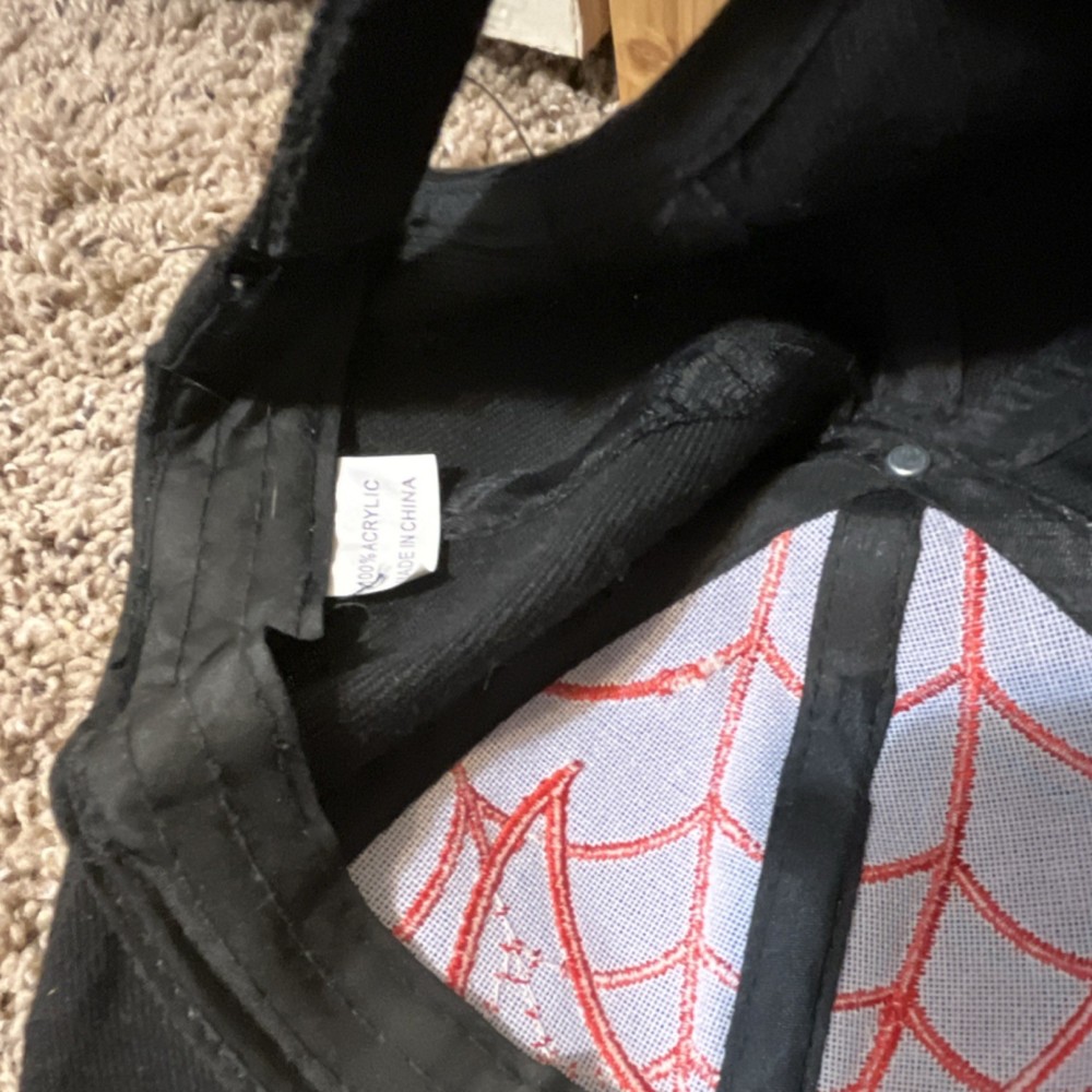 Spider-Man Boys' Black Red Web Baseball Cap Adjustable Embroidered Strap