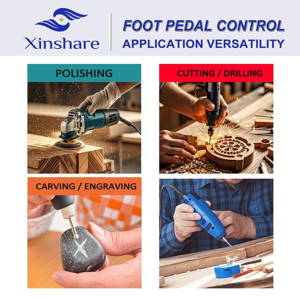 Xinshare Foot Pedal Control Power Switch for Rotary Tools, Variable Speed...