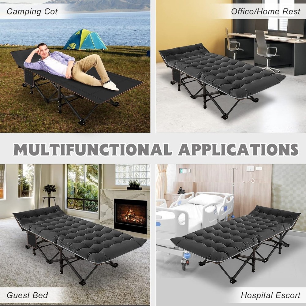 Heavy-Duty 1200D Camping Cot - Extra Wide 75" X 28" for Comfortable Sleeping