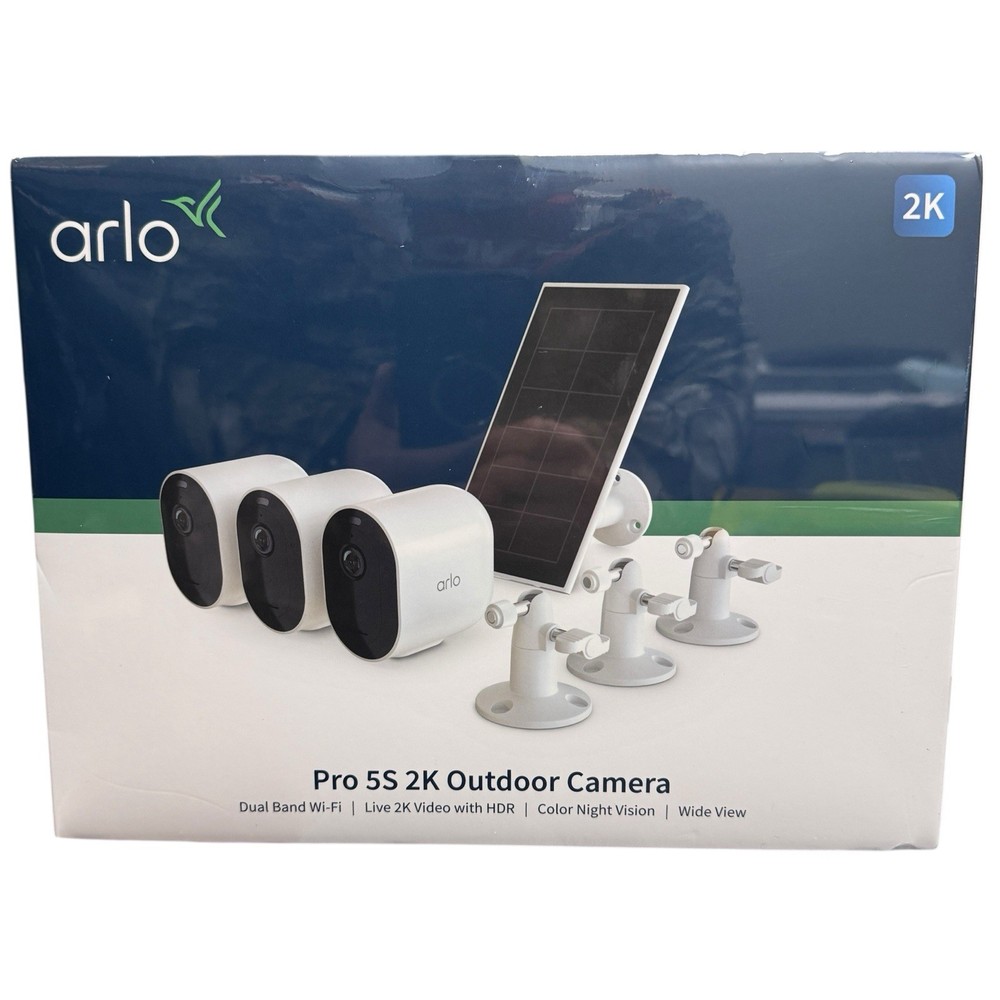 Arlo Pro 5S 2K Spotlight Camera 3 Pack With Solar Panel VMK4360P