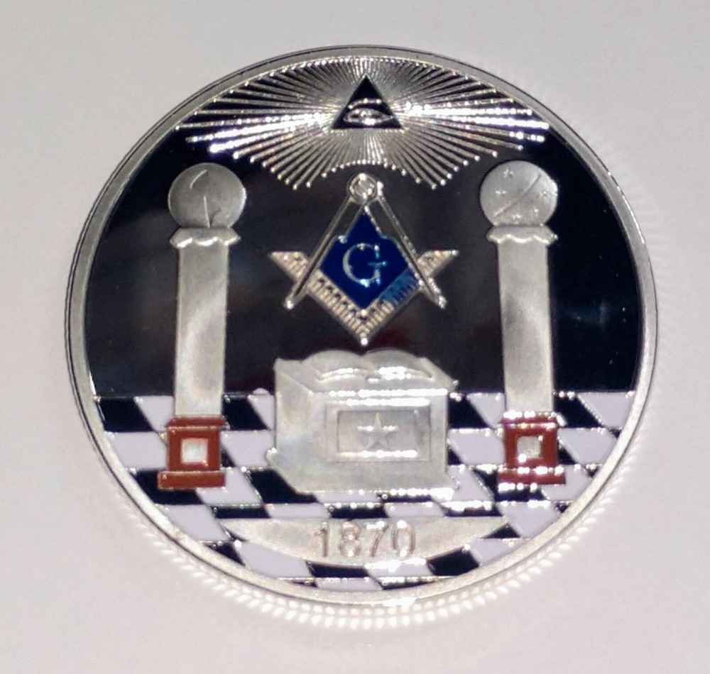 FREEMASON MASONIC BL/BRN COLORIZED ART ROUND