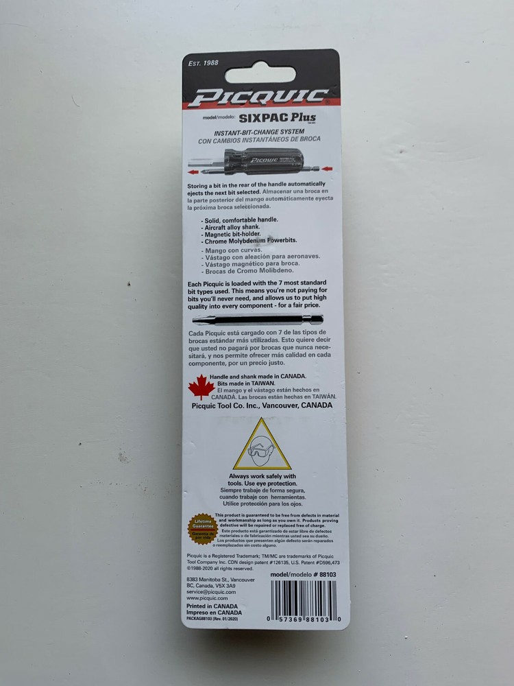 PICQUIC SIXPAC Plus Screwdriver Multi Bit w/ 7 Hex Bits - "Teal"