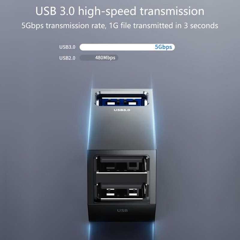 USB Type C 3 Port Splitter Adapter 5Gbps Speed Wide Compatibility