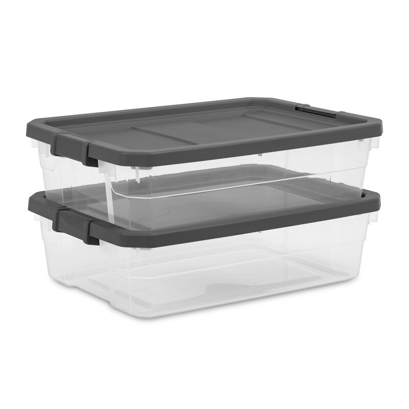 Durable Stackable Storage Bins W/ Lids 40 Quart 2 Pack Heavy Duty Clear Plastic