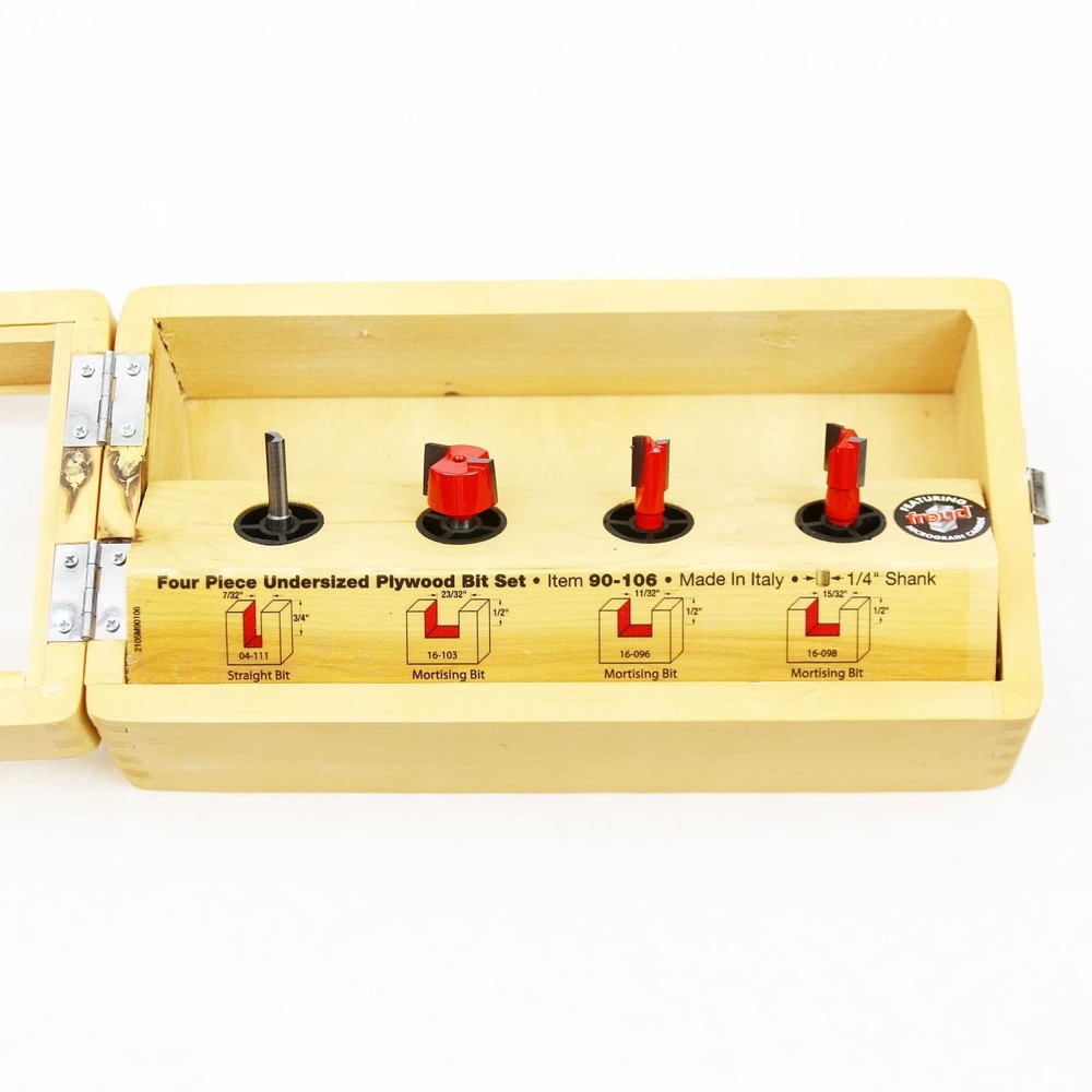 4 Piece Undersized Plywood Bit Set 1/4" Shank