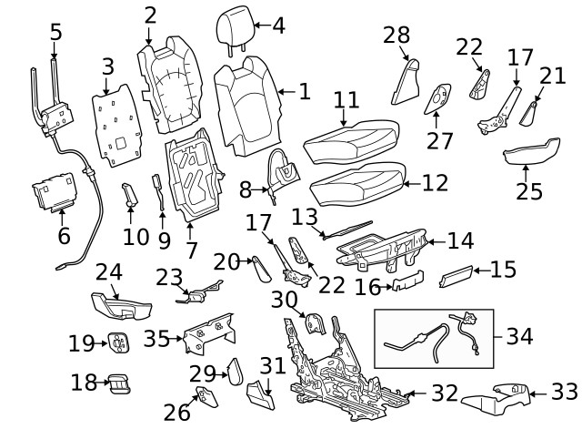 Genuine GM Seat Back Cover 25938845