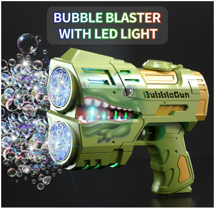 2 Pack Bubble Guns for Kids, LED Light Up Rechargeable Bubbles Machine Blower