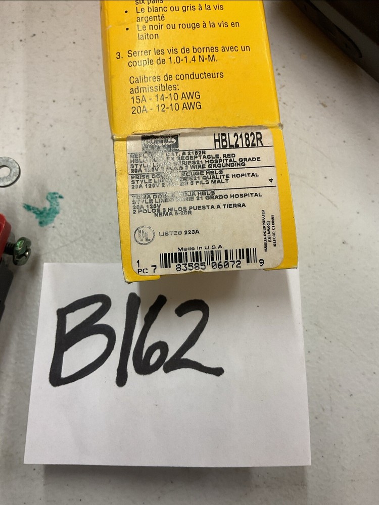 HUBBELL HBL2182R Receptacle, Red, 20A- ECS