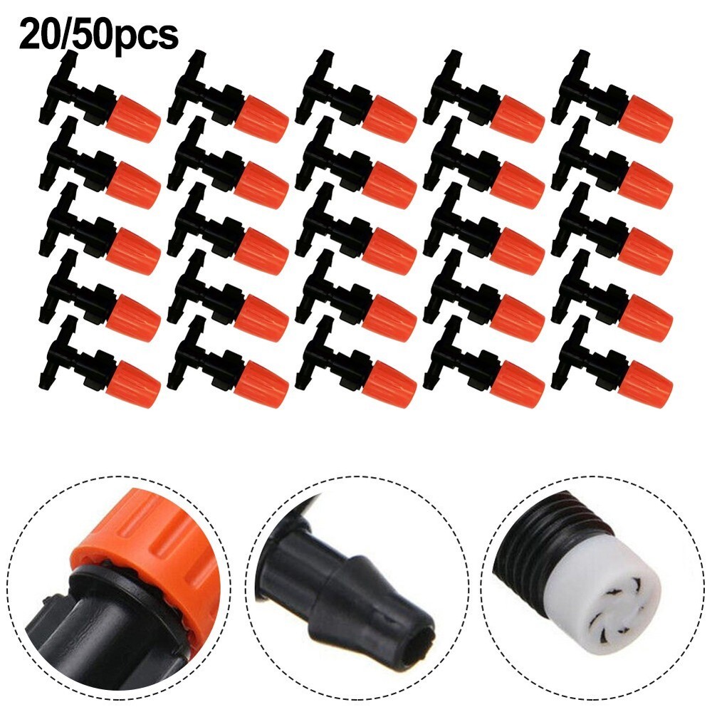20/50pcs Single Orange Adjustable Atomizing Nozzle With Connector + 4/7 Pipe Tee