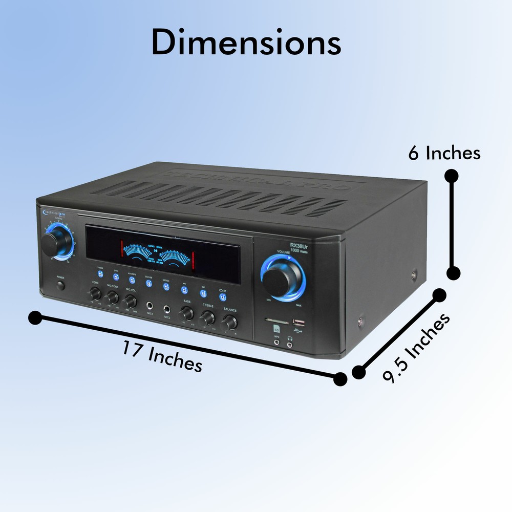 New Technical Pro 1000W Professional Audio Receiver with USB/SD Card Input & MP3