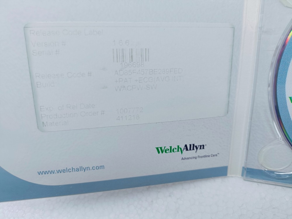 WELCH ALLYN CARDIO PERFECT WORKSTATION SOFTWARE DVD REF 901047