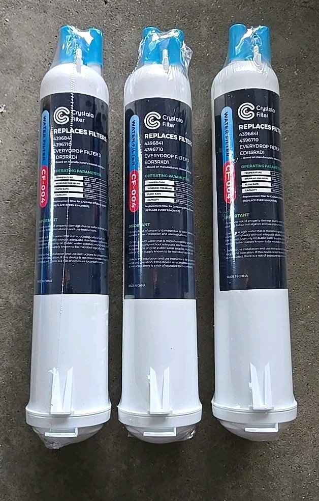3 pack Crystala Refrigerator Water Filter Compatible with EDR3RXD1, 4396841