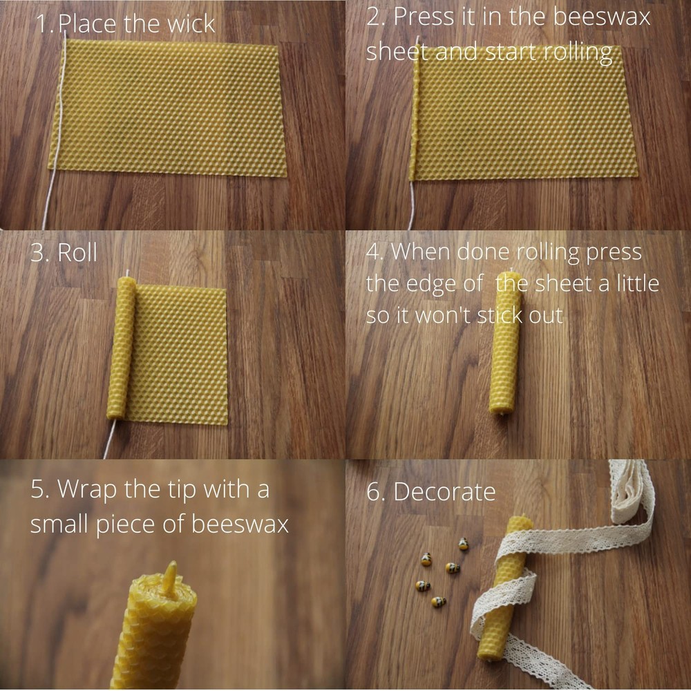 Beeswax Candle Making Kit - 16 Beeswax Sheets for Candle Making - Size 5 x 8 ...