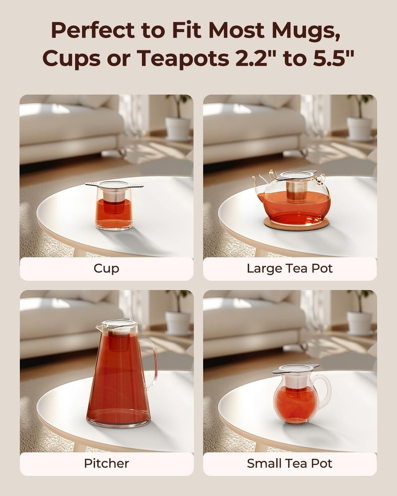 2 Pack Large Tea Strainers & Filters for Loose Tea Single Cup, 304 Stainless ...