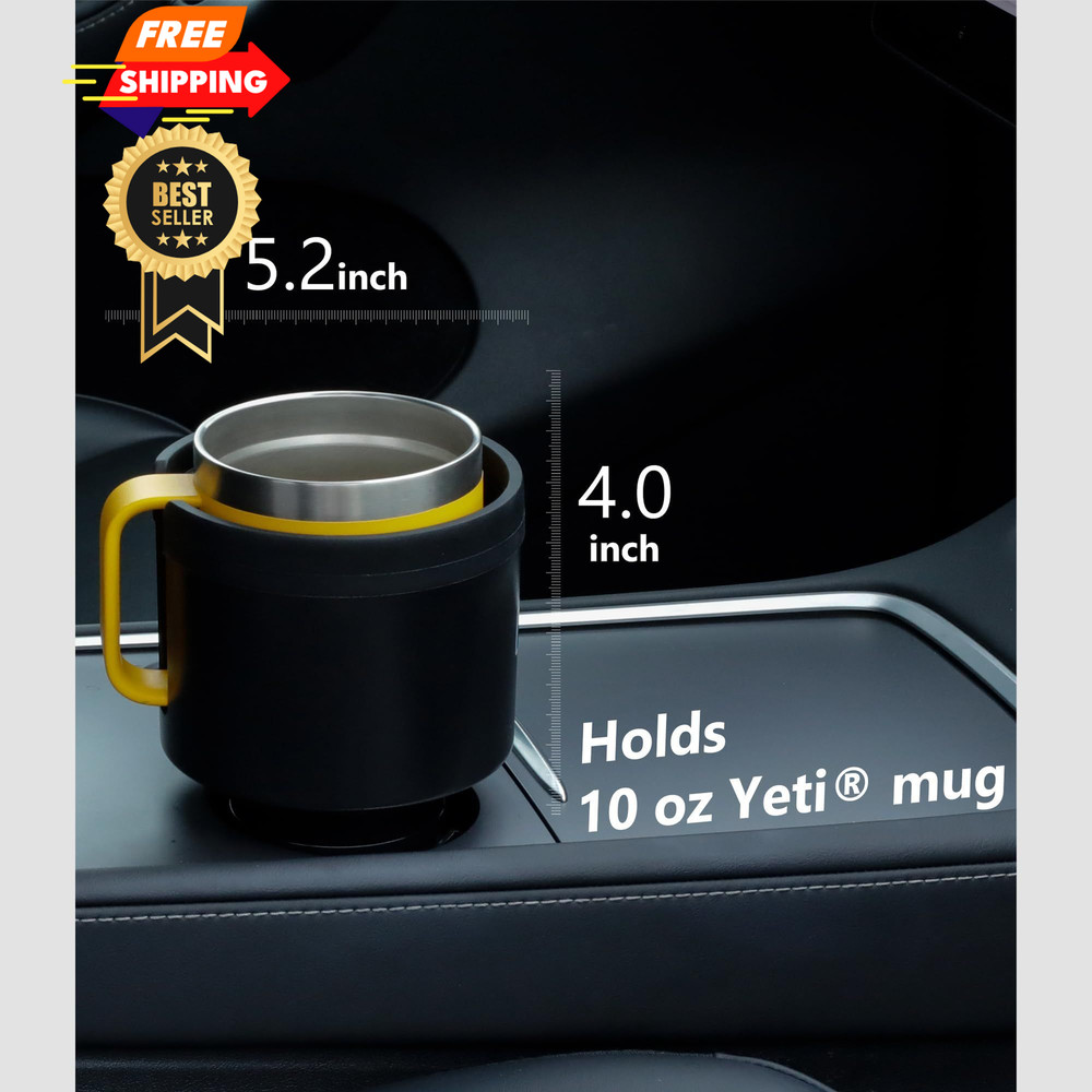 Seven Sparta Car Cup Holder Expander with Adjustable Base, Medium*1, Black