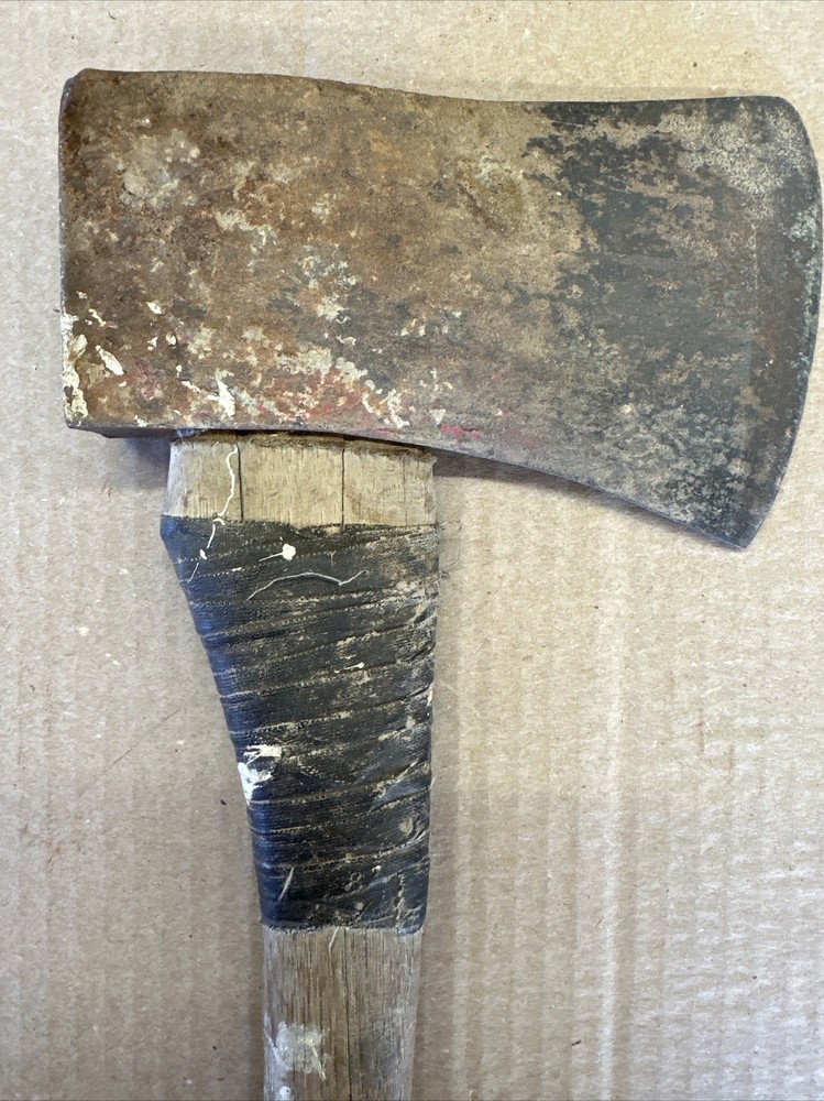 Vintage Unmarked As Found Camp Axe With Wood Handle 19”