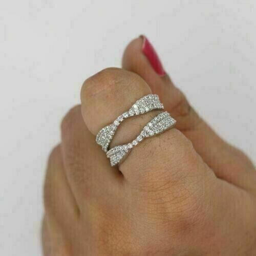 Enhance Wrap 2.20Ct Created Diamond Stackable Wedding Band 14K White Gold Finish