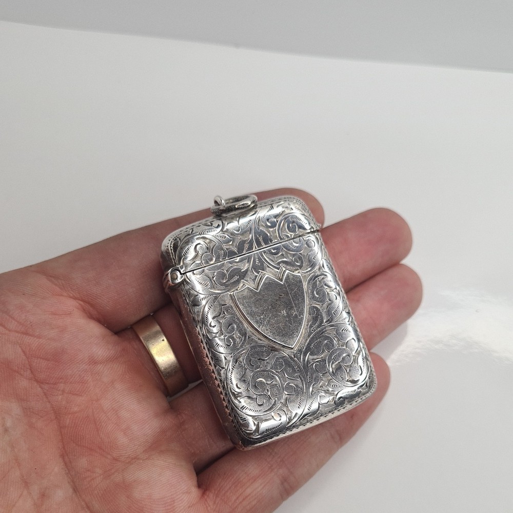 Victorian Sterling Silver Vesta Case Birmingham 1900 019B