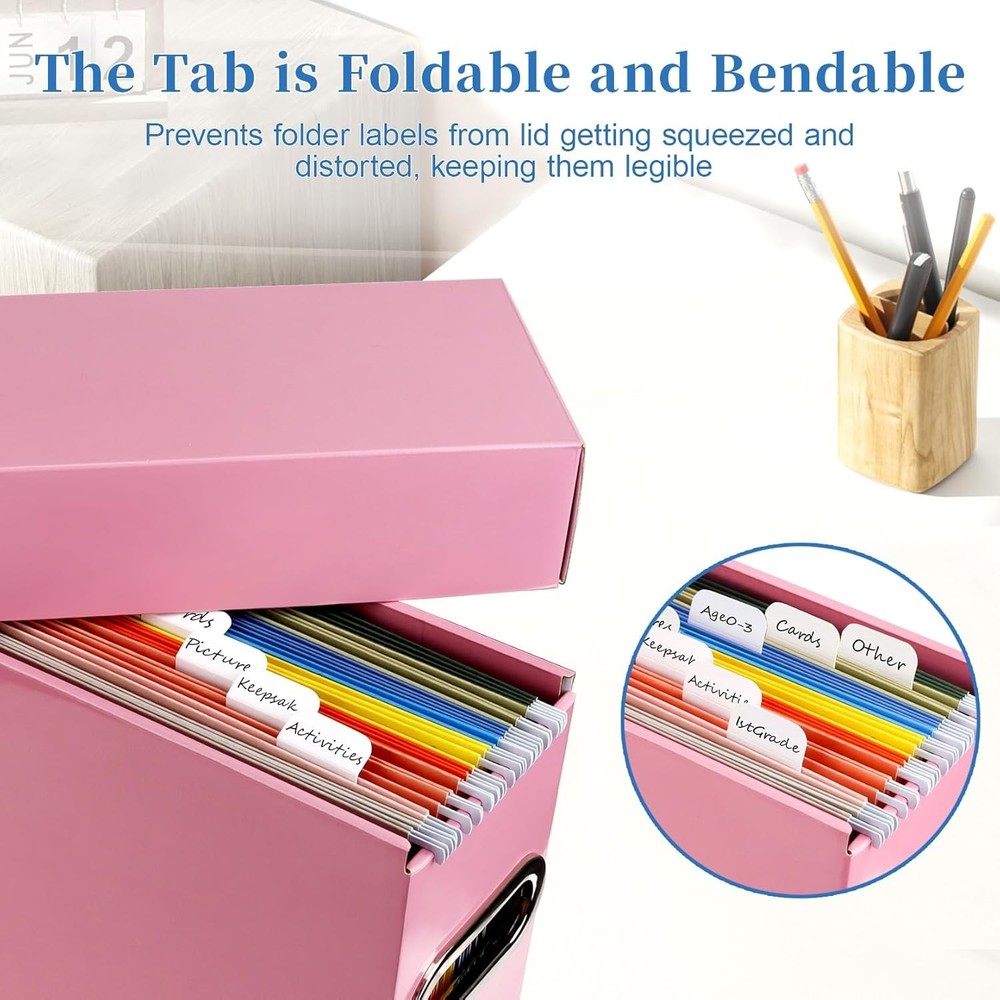 File Organizer Box with Lid & Handle, Thickened Cardboard Hanging File Folder...