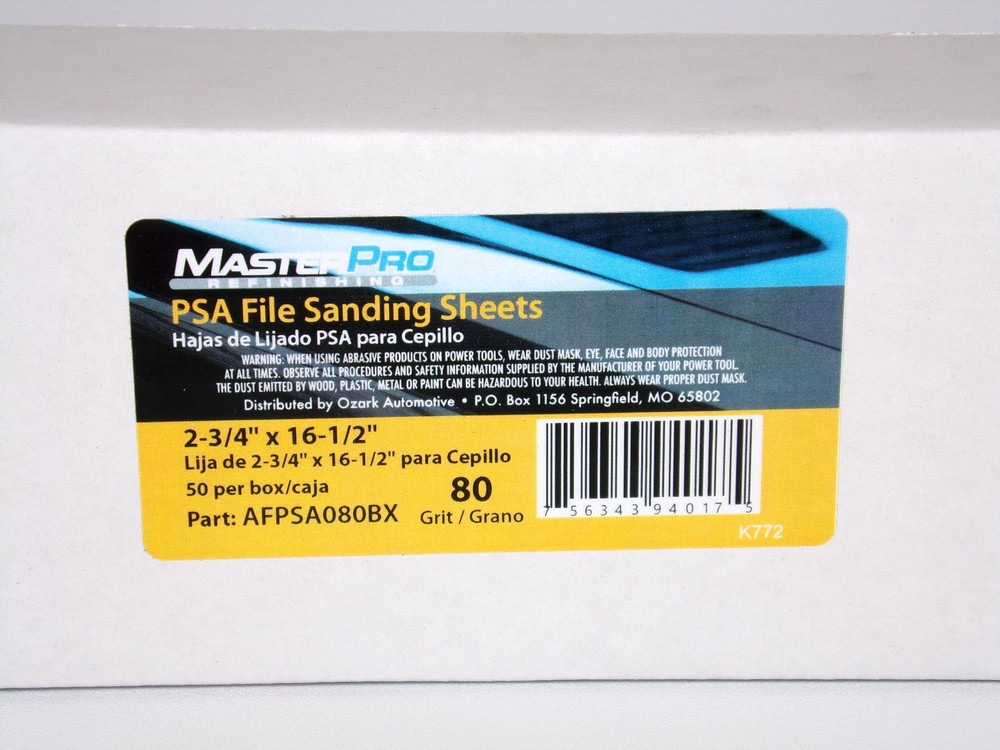 MasterPro 2-3/4" x 16-1/2" PSA File Sanding Sheets AFPSA080BX (50/Box)