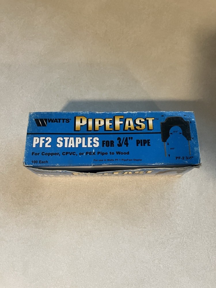 NEW! WATTS PIPEFAST PF2 STAPLES, 3/4” PIPE, for COPPER, CPVC or PEX, APPROX 75pc