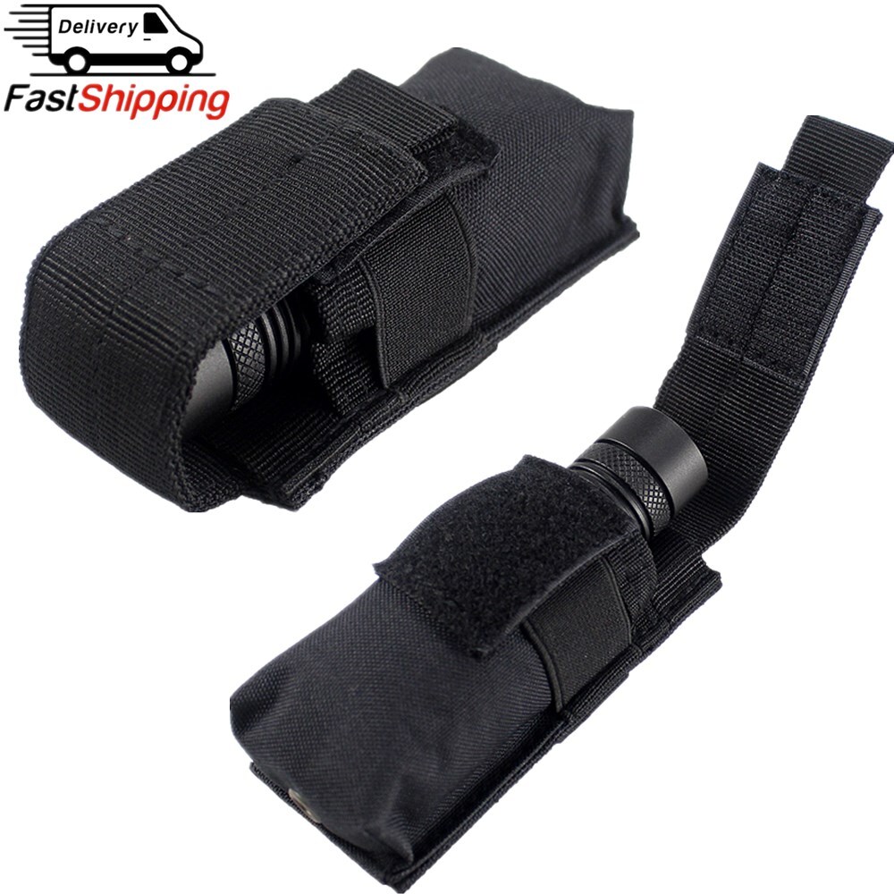 US Tactical Molle Flashlight Pouch Holster Utility Tools Pouch Adjustable Holder