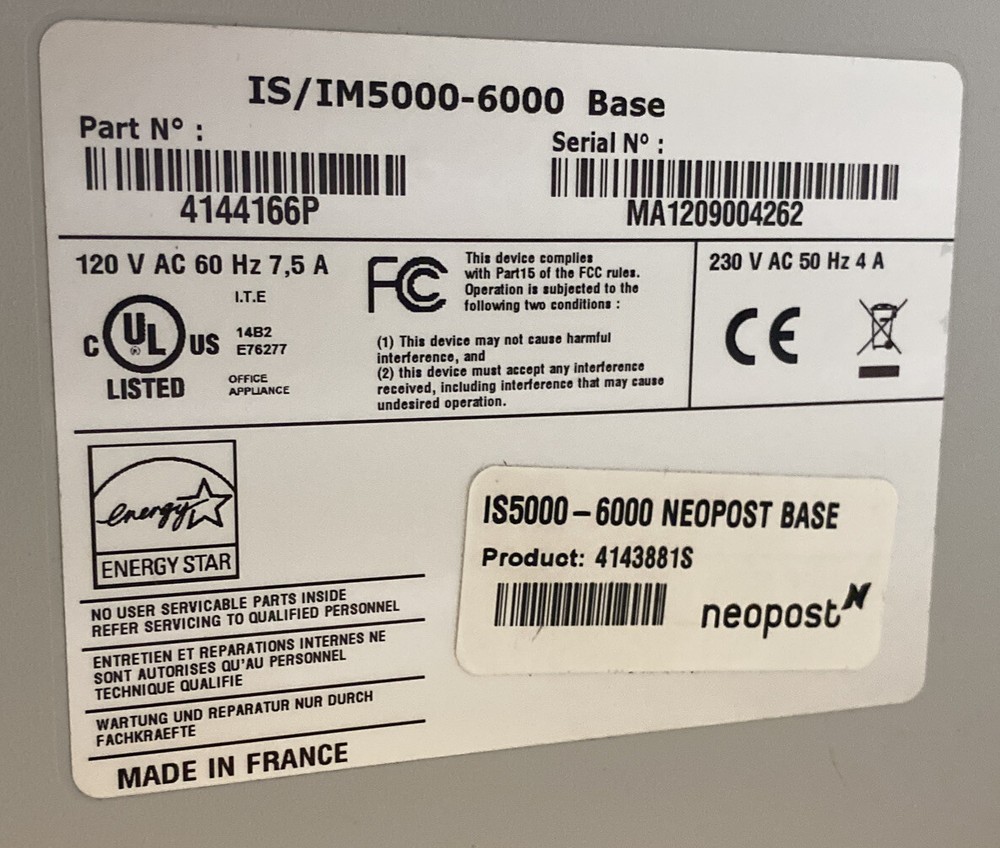 Neopost Hasler IS/IM5000 Mailing Machine System