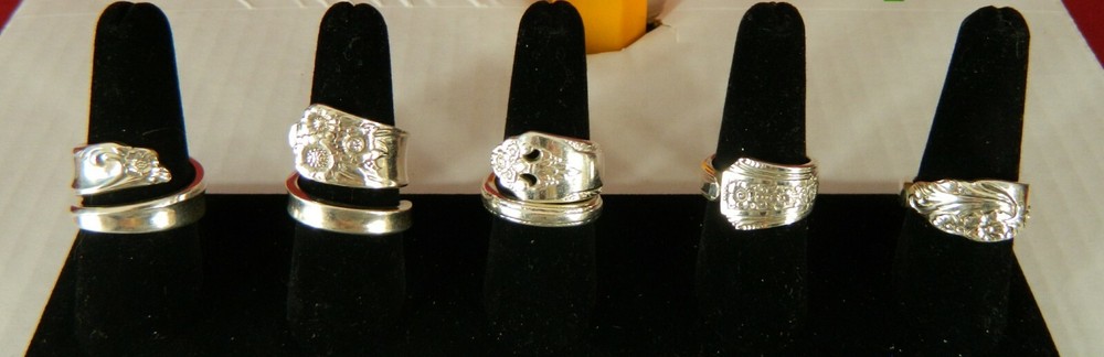5 Silver Plated Spoon Rings Size 9