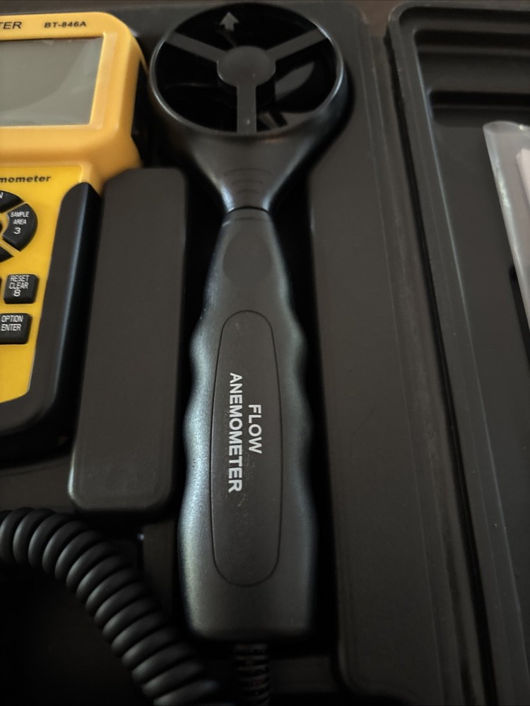 Compact BT-846A Air Flow Meter - Measures Wind Speed, Temp & CFM with Backlight