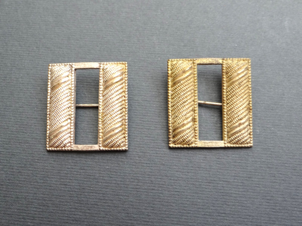 Original WW1 US Army Captain Bars Full Size Solid Back Sterling Silver