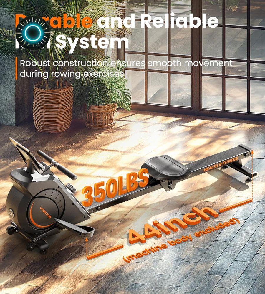 Magnetic/Water Rowing Machine for Home Rower Machine Use with Bluetooth App Supp