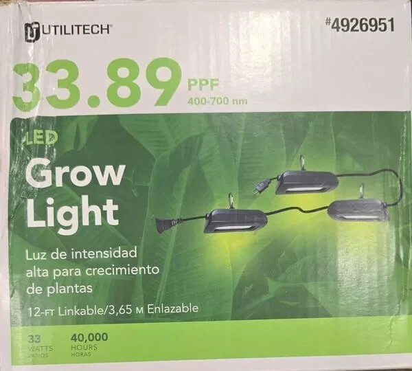 Utilitech 144-in 3-Light Black 33-Watt Full Spectrum LED String Grow Lights