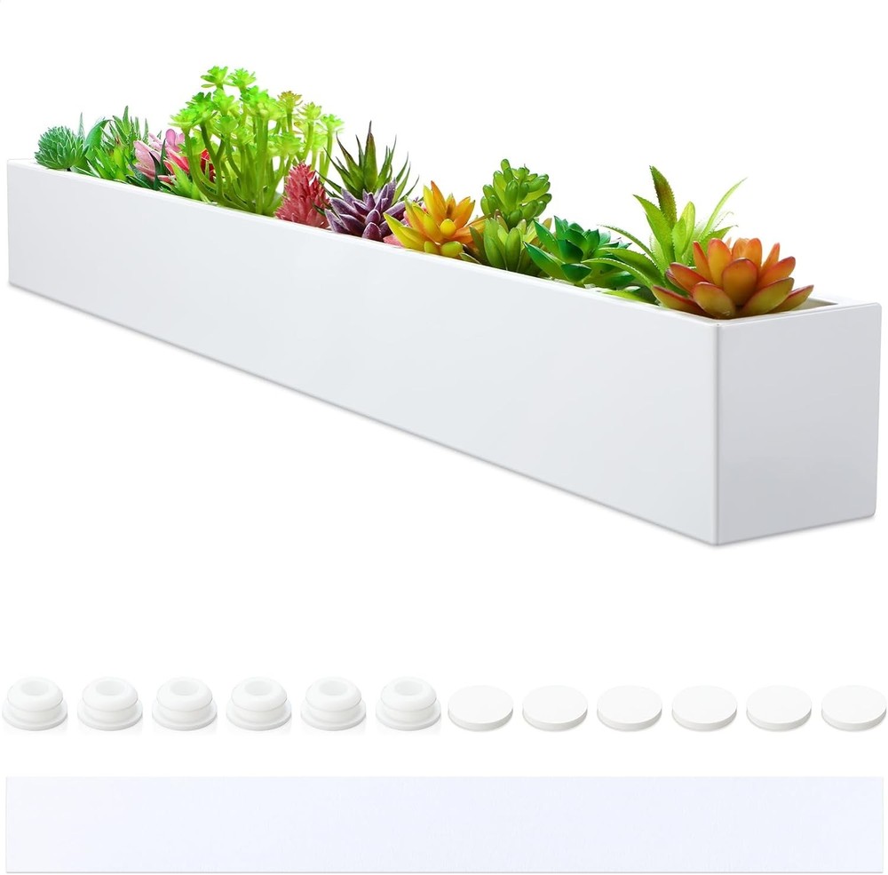 1 Pcs Long Rectangular Planter Box Window Sill Plant Box Metal Water Trough